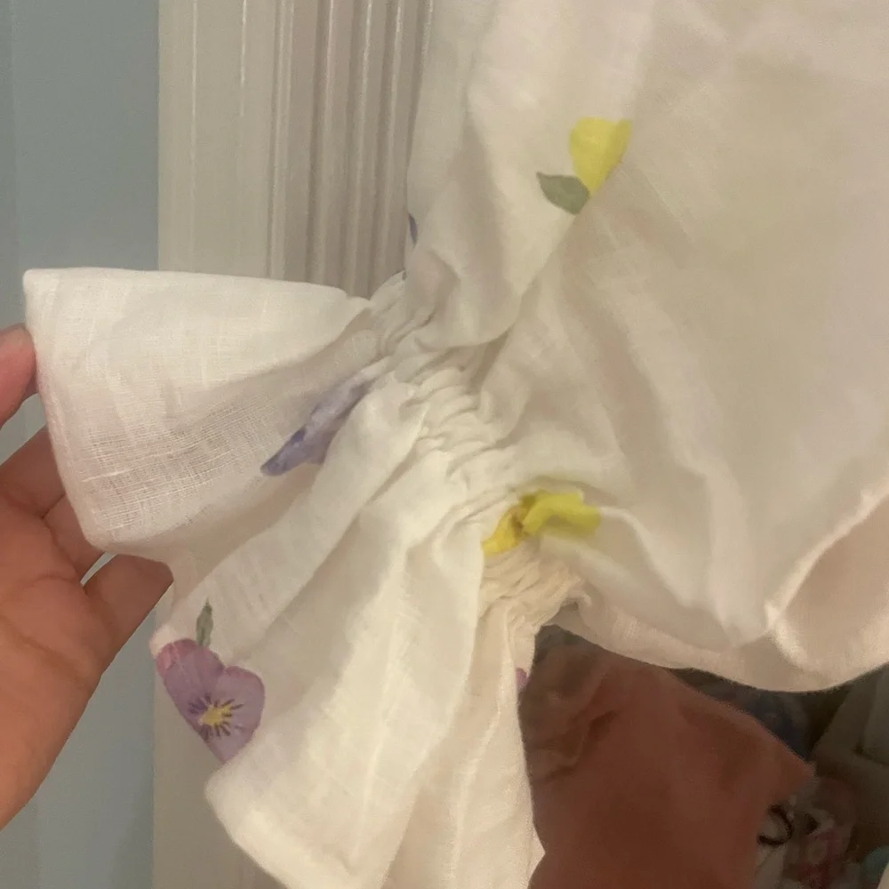 Sleeper Atlanta Pansies Smocked Bodice Midi Dress - Picture 5 of 14